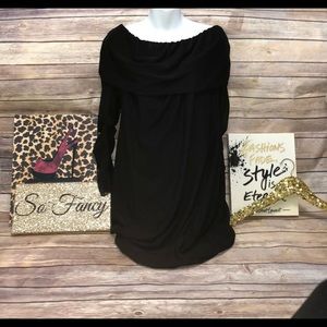 Prettylittlething black off the shoulder dress 20
